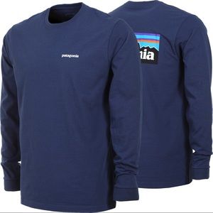 Patagonia navy long sleeve logo shirt